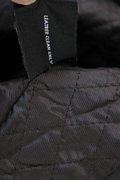 Brandini Mens Leather Black Bomber Jacket Zip Size XL