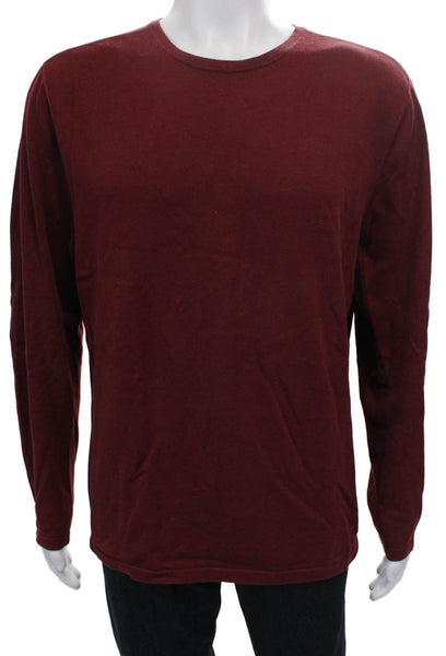 Banana Republic Mens Red Cotton Round Neck Solid Sweater Long Sleeve Size L