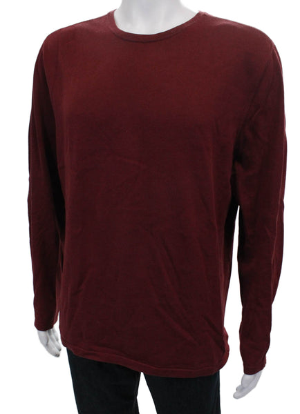 Banana Republic Mens Red Cotton Round Neck Solid Sweater Long Sleeve Size L