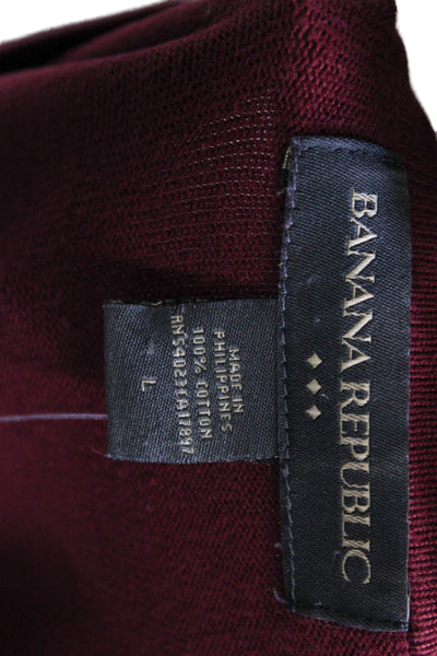 Banana Republic Mens Red Cotton Round Neck Solid Sweater Long Sleeve Size L