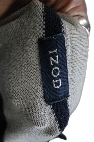 Izod Mens Striped Gray Cotton Blend Crew Neck Long Sleeve T-Shirt Size L