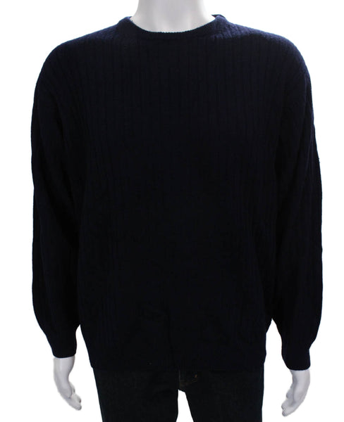 Geoffrey Beene Mens Blue Cashmere Crewneck Pullover Sweater Size L