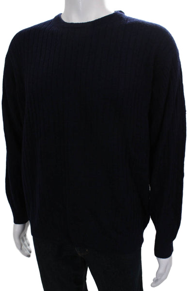 Geoffrey Beene Mens Blue Cashmere Crewneck Pullover Sweater Size L
