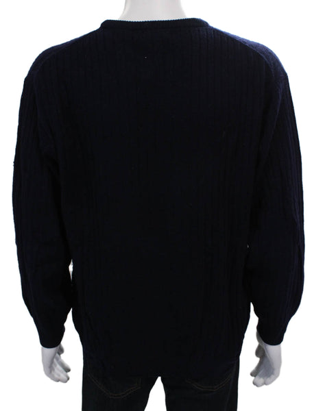 Geoffrey Beene Mens Blue Cashmere Crewneck Pullover Sweater Size L