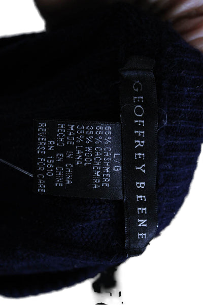 Geoffrey Beene Mens Blue Cashmere Crewneck Pullover Sweater Size L