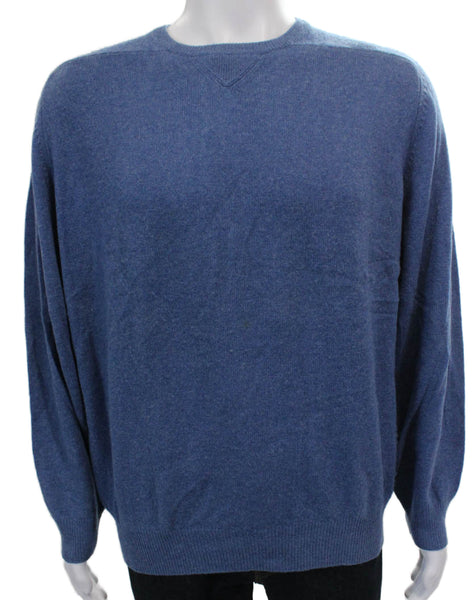 Alexander Julian Mens Cashmere Pullover Sweater Blue Crewneck Size L