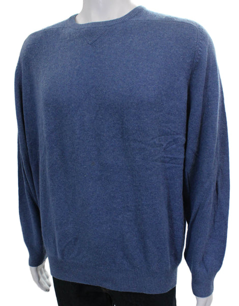 Alexander Julian Mens Cashmere Pullover Sweater Blue Crewneck Size L