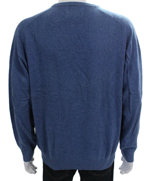 Alexander Julian Mens Cashmere Pullover Sweater Blue Crewneck Size L