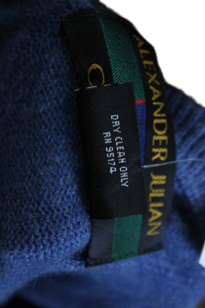 Alexander Julian Mens Cashmere Pullover Sweater Blue Crewneck Size L