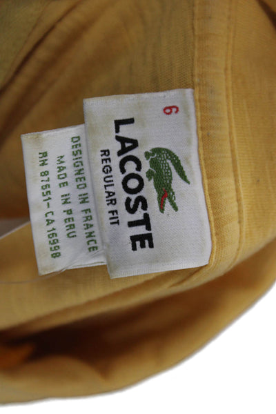 Lacoste Mens Cotton Casual Short Sleeve Polo Shirt Yellow Size 6