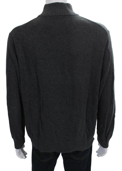 J Crew Mens Gray Cotton Mock Neck Pullover Sweater Long Sleeve Size L