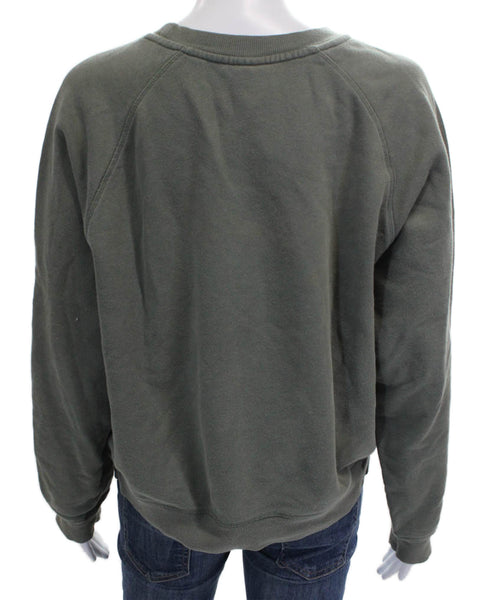 PE Nation Womens Pullover Sweatshirt Green Cotton Crew Neck Long Sleeve Size S