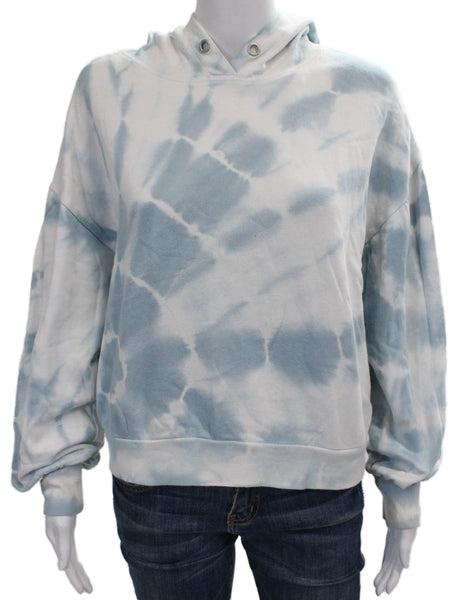 Z Supply Womens Pullover Hoodie Blue Batik Cotton Crewneck Long Sleeve Size XS