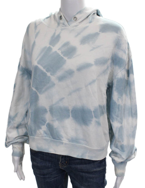 Z Supply Womens Pullover Hoodie Blue Batik Cotton Crewneck Long Sleeve Size XS