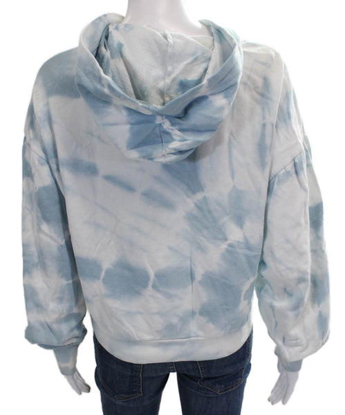 Z Supply Womens Pullover Hoodie Blue Batik Cotton Crewneck Long Sleeve Size XS