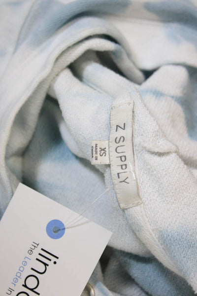 Z Supply Womens Pullover Hoodie Blue Batik Cotton Crewneck Long Sleeve Size XS