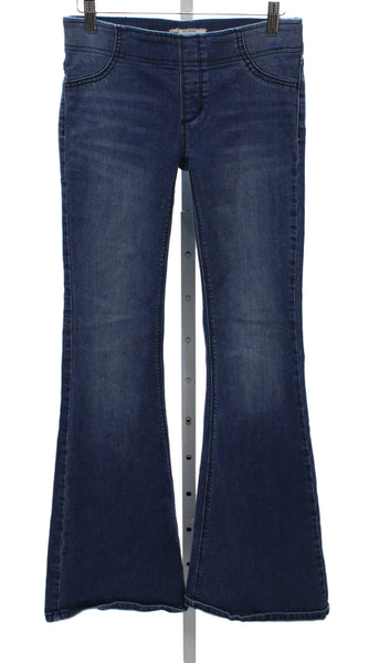 Free People Womens Flared Blue High Rise Cotton Blend Jeans Size 25