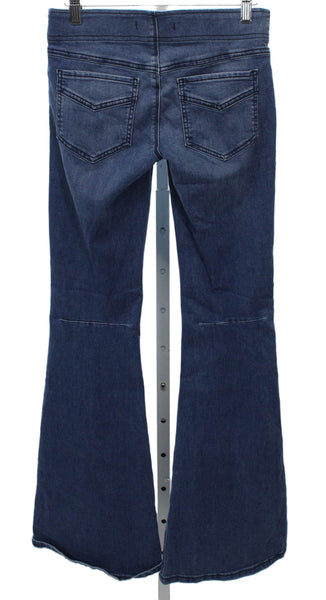 Free People Womens Flared Blue High Rise Cotton Blend Jeans Size 25