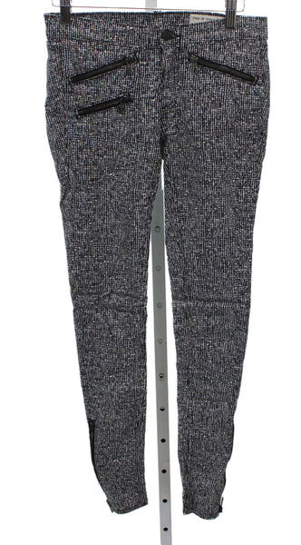 Rag & Bone Women Ankle Pants Black Cotton Geometric Button Inseam 28 Size 24