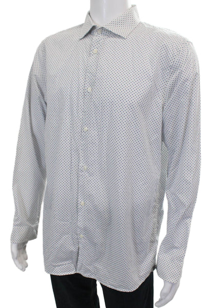 Michael Kors Mens Polka Dot Cotton Dress Shirt Long Sleeve Collared Size XL