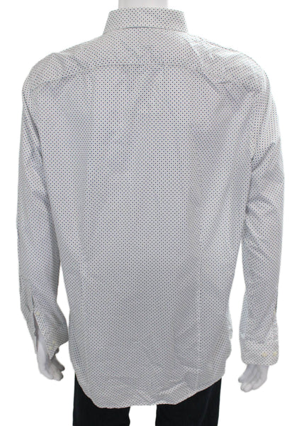 Michael Kors Mens Polka Dot Cotton Dress Shirt Long Sleeve Collared Size XL