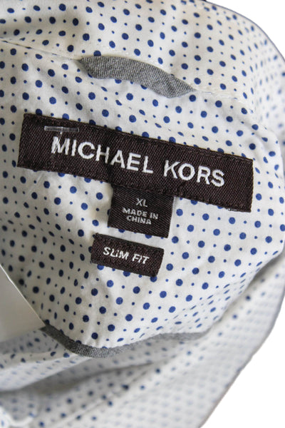 Michael Kors Mens Polka Dot Cotton Dress Shirt Long Sleeve Collared Size XL
