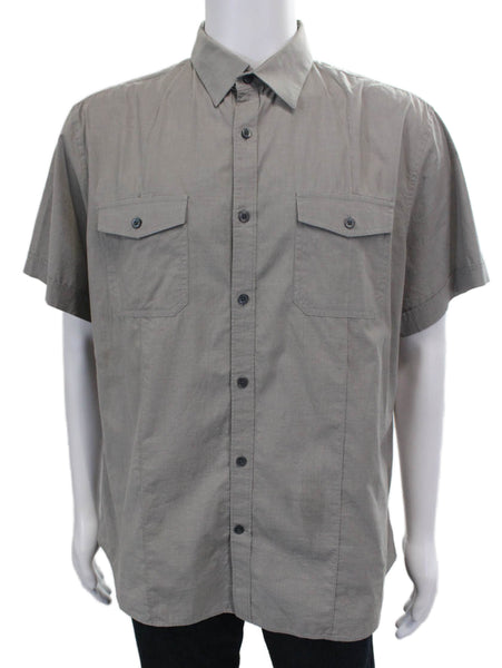 Banana Republic Mens Cotton Short Sleeve Button Down Shirt Gray Size 16