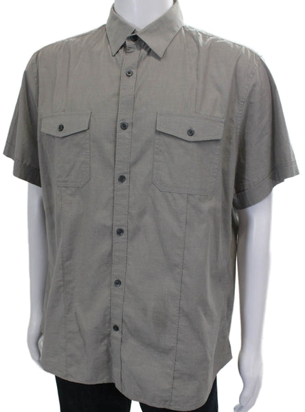 Banana Republic Mens Cotton Short Sleeve Button Down Shirt Gray Size 16