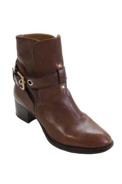 Chloe Womens Leather Belted Ankle Boots Nutmeg Brown Size 39 9