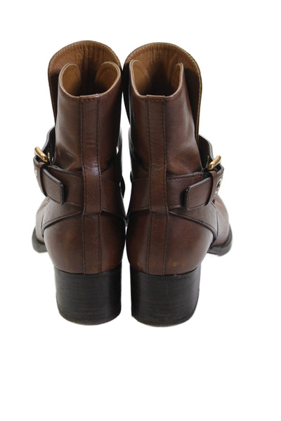 Chloe Womens Leather Belted Ankle Boots Nutmeg Brown Size 39 9
