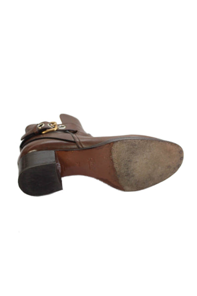 Chloe Womens Leather Belted Ankle Boots Nutmeg Brown Size 39 9