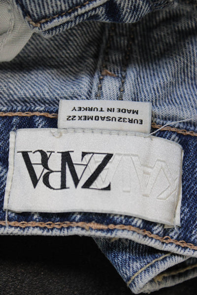 Zara Womens Wide Leg High Rise Blue Jeans Cotton Size 0
