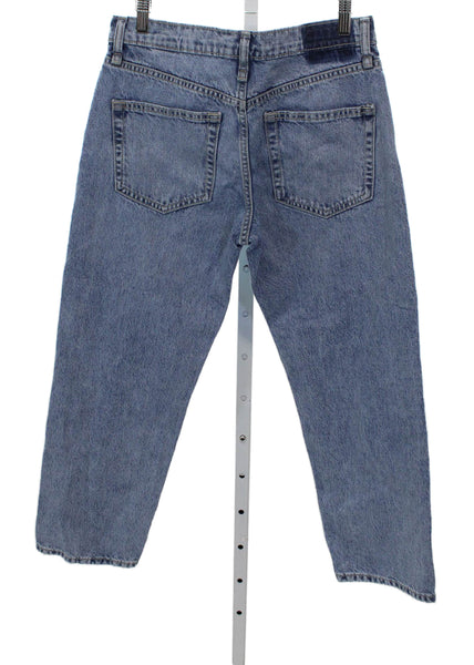 Zara Womens Mom Jeans Blue High Rise 100% Cotton Size 4
