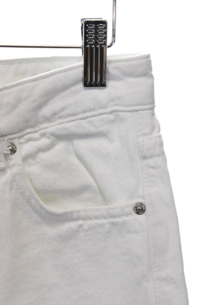 Zara Womens Wide Leg White Jeans High Rise 100% Cotton Inseam 28 Size 0