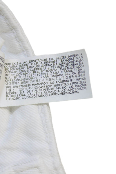 Zara Womens Wide Leg White Jeans High Rise 100% Cotton Inseam 28 Size 0