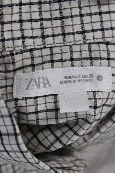 J Crew Women Basic Button-Up Top Collared Cotton Long Sleeve Check White Size S