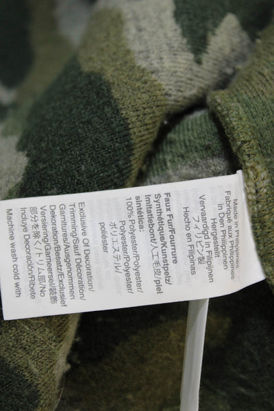 J Crew Women Basic Jacket Green Camouflage High Neck Long Sleeve Size M