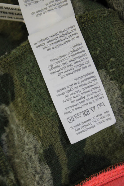 J Crew Women Basic Jacket Green Camouflage High Neck Long Sleeve Size M