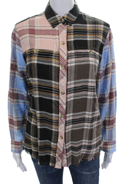Rails Womens Plaid Collared Long Sleeve Button Up Multicolor Rayon Size XS