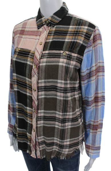 Rails Womens Plaid Collared Long Sleeve Button Up Multicolor Rayon Size XS