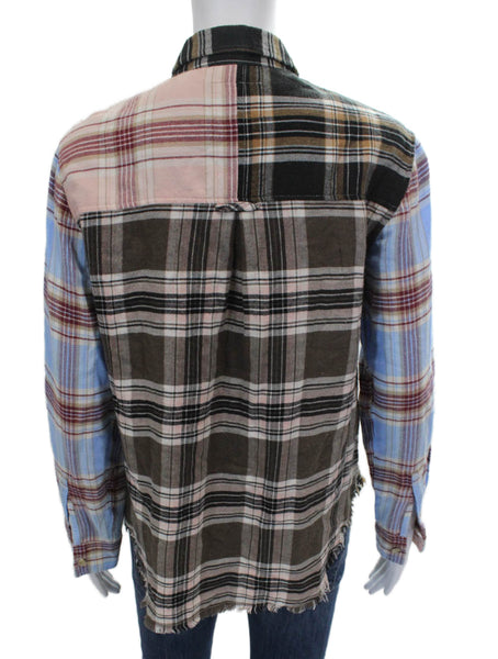 Rails Womens Plaid Collared Long Sleeve Button Up Multicolor Rayon Size XS