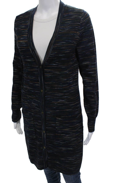 L'Agence Women Striped V Neck Cardigan Viscose Petites Size S