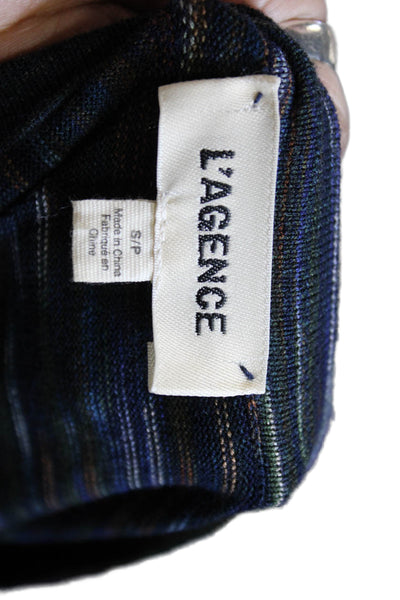 L'Agence Women Striped V Neck Cardigan Viscose Petites Size S