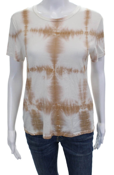 A.L.C. Womens Basic T-Shirt White Tie Dye Round Neck Short Sleeve Cotton Size S