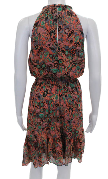 A.L.C. Womens Blouson Halter Silk Floral Dress Knee Length Sleeveless Size 2