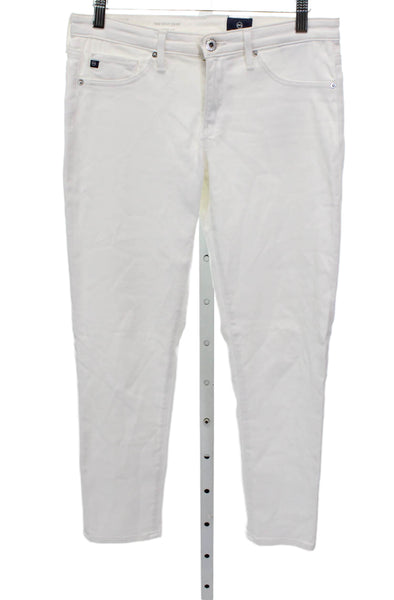 AG Adriano Goldschmied Womens Skinny Jeans White Button Cotton Size 27