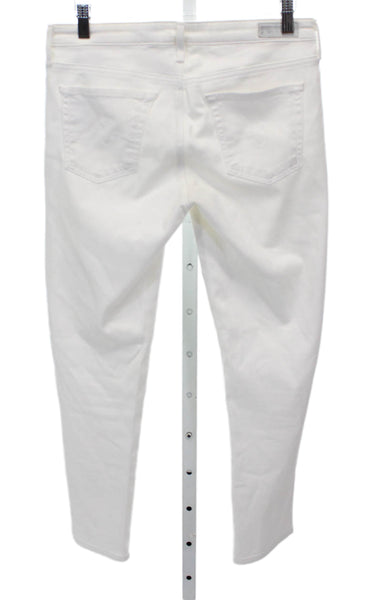 AG Adriano Goldschmied Womens Skinny Jeans White Button Cotton Size 27