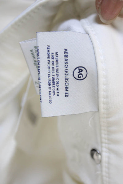 AG Adriano Goldschmied Womens Skinny Jeans White Button Cotton Size 27