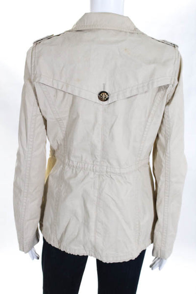 Tory Burch Khaki Brown Cotton Four Pocket Zip Front Jacket Size 6