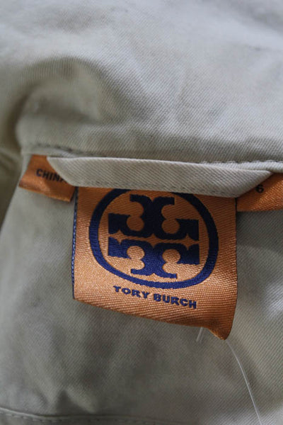 Tory Burch Khaki Brown Cotton Four Pocket Zip Front Jacket Size 6